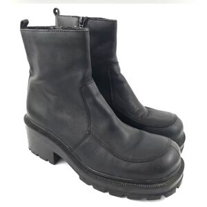 ESPRIT Leather Platform Boots 90s 1990s Goth Sz 10 Platform Vintage Grunge